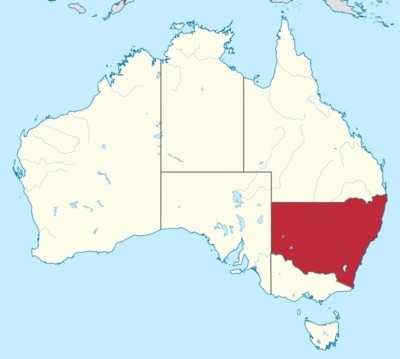 map of New South Wales Australia relating to the Code of Practice for bearded dragon owners
